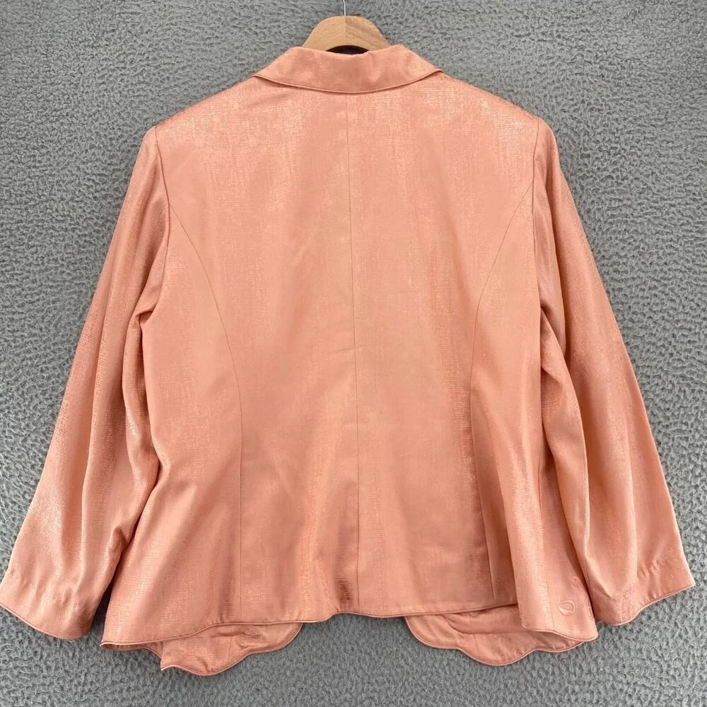 Adrianna Papell Jacket Womens 16W Plus Pink Silk Embroidered Button Up Formal
